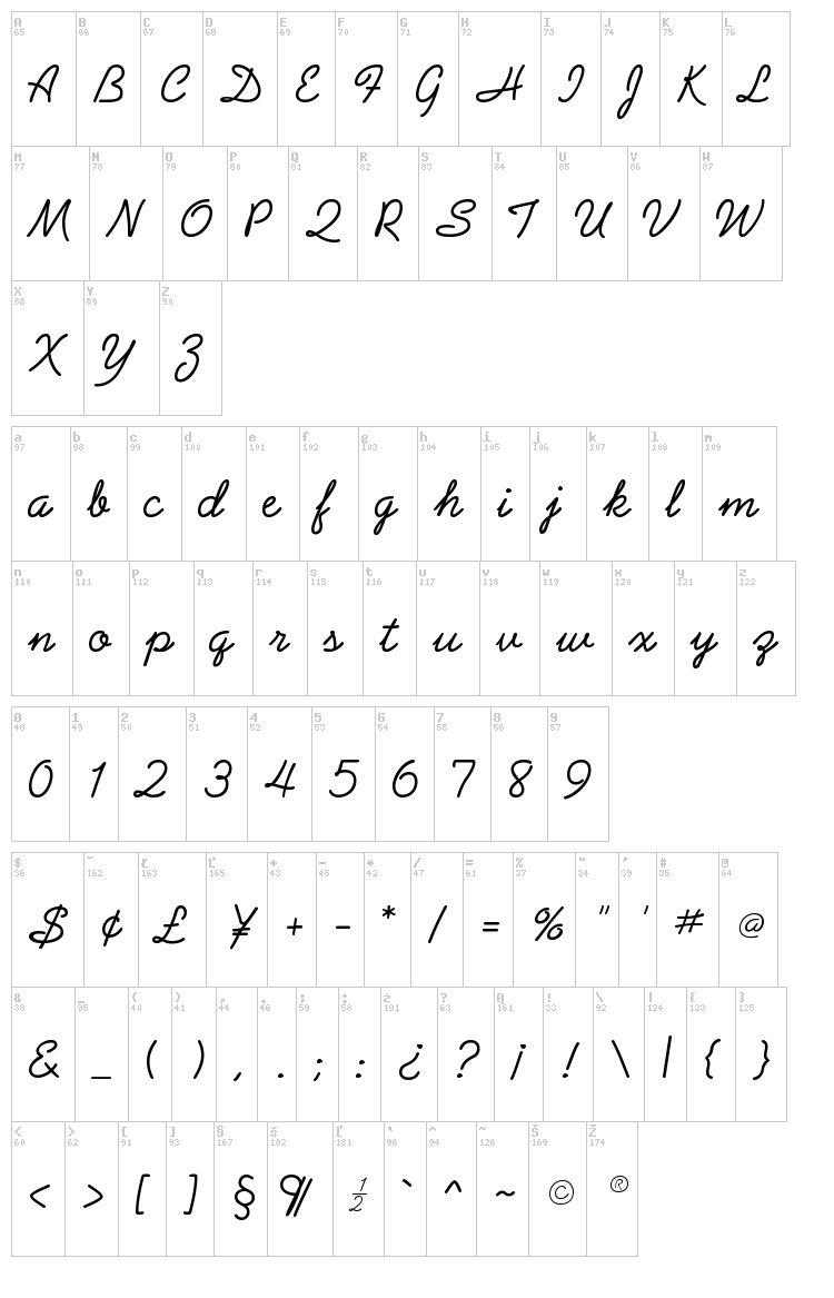 Prelude FLF font map