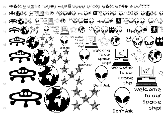 001 Starship Gamma font waterfall