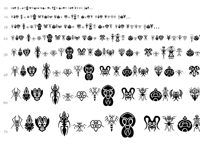Abstract Alien Symbols font waterfall