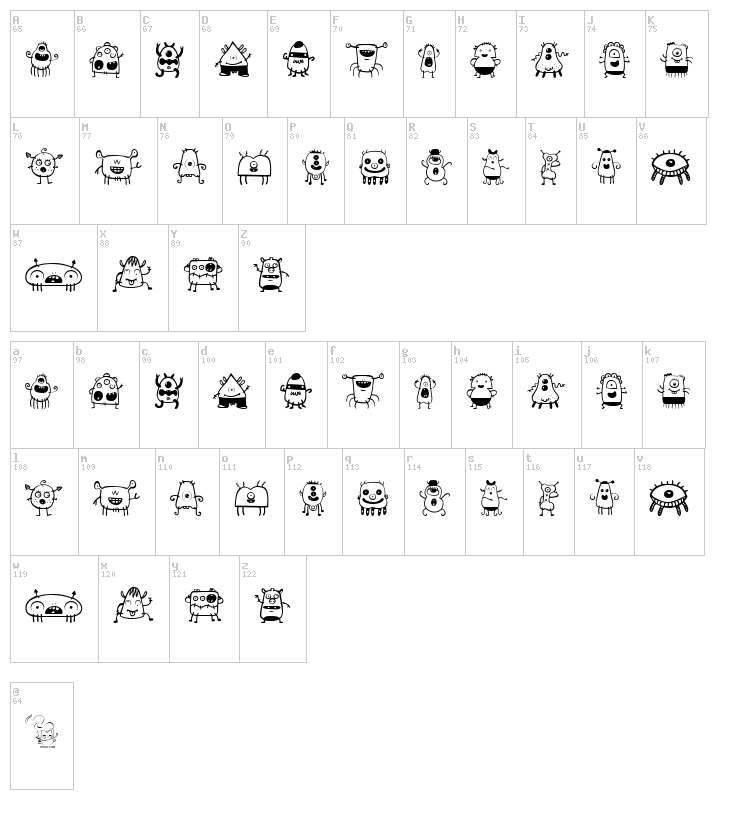 Alien Dude font map