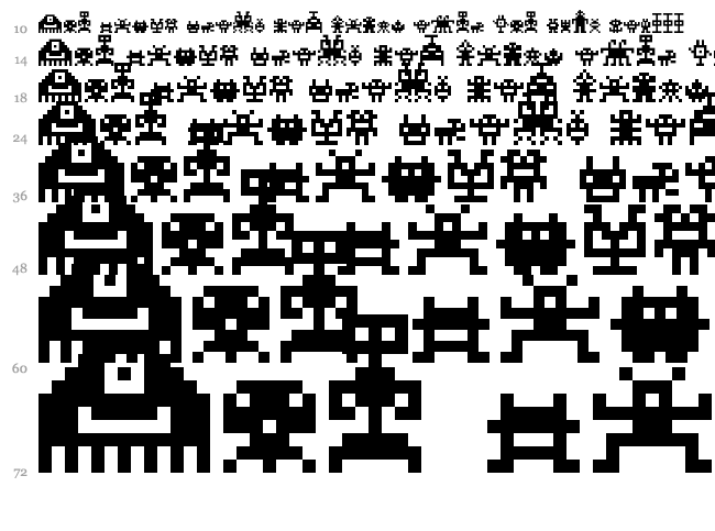 MonstaPix font waterfall