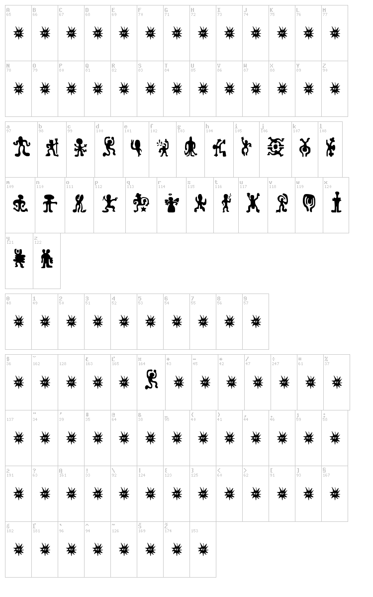 Number One font map
