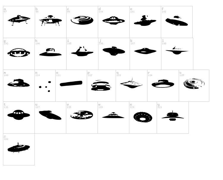 Ovnis font map