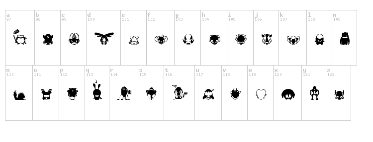 Pictoserie 4 font map