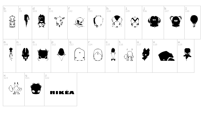 Pictoserie 1 font map