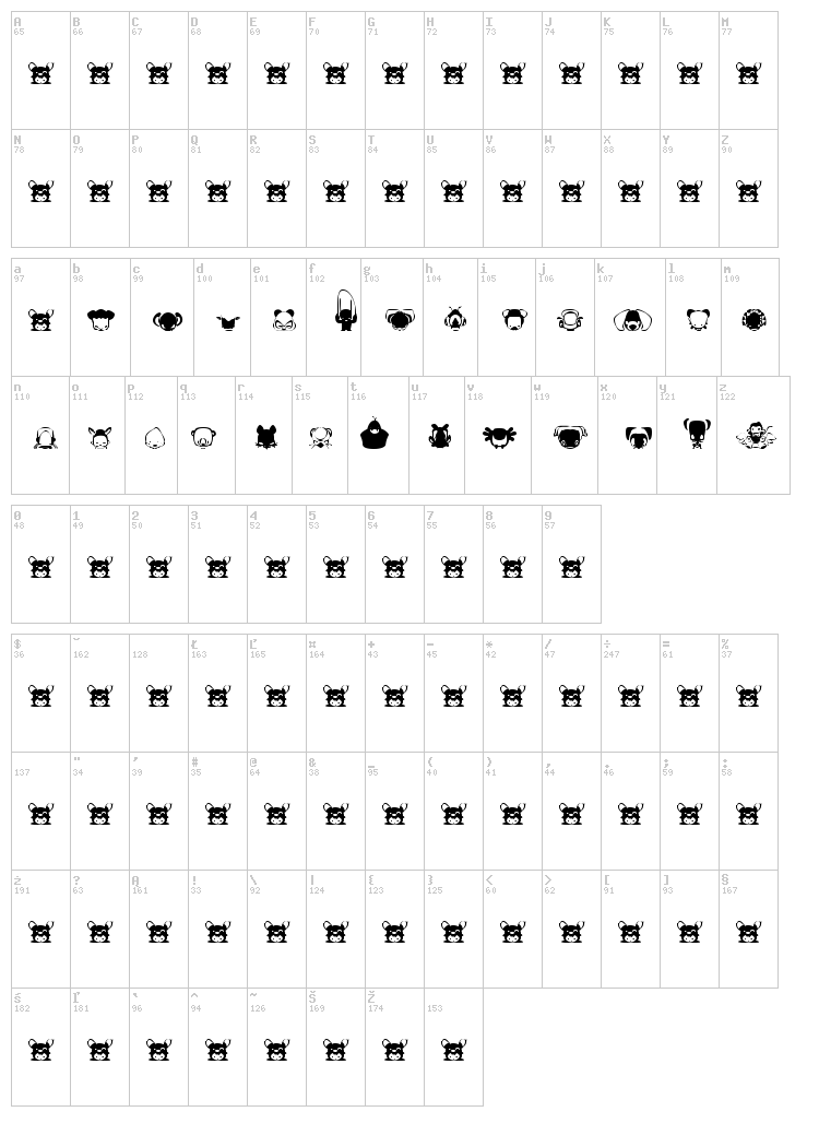 Pictoserie 3 font map