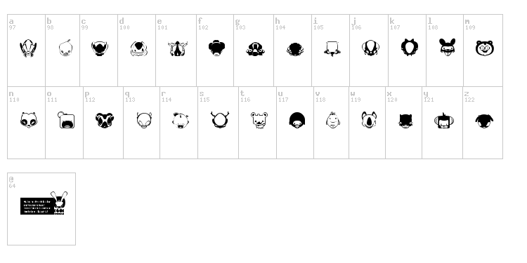 Pictoserie 6 font map