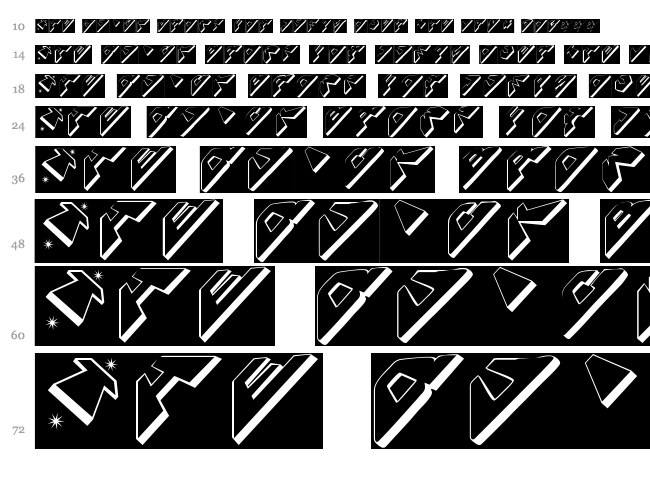 Space Attacks font waterfall