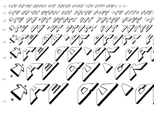 Space Attacks font waterfall