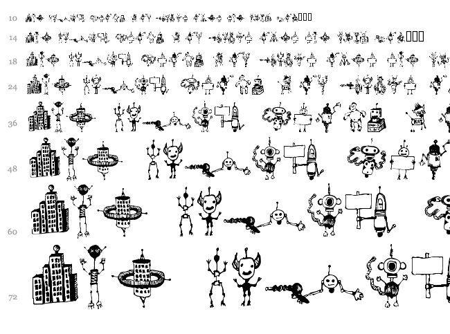 Space Woozies Extras font waterfall