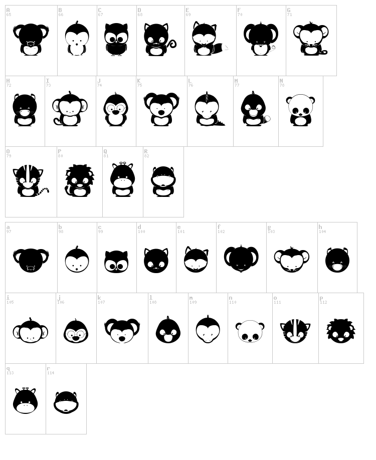 Animox font map