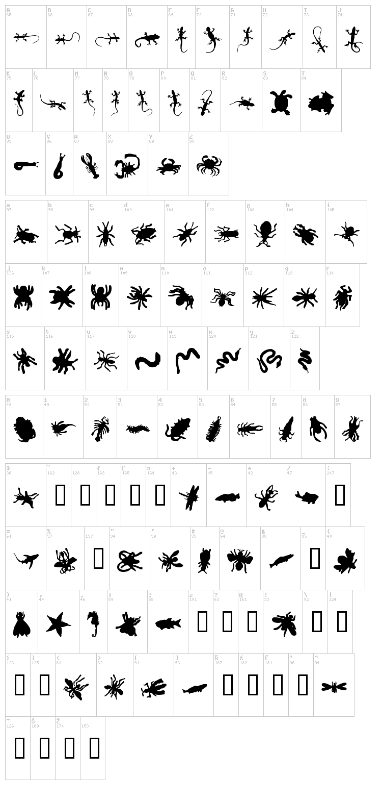 Ann Crawlers font map