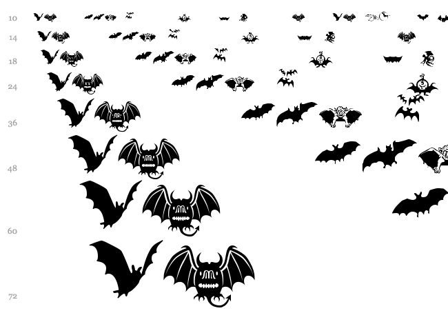 Bats Symbols font waterfall