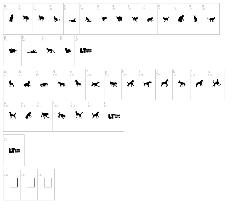 Cats vs Dogs LT font map