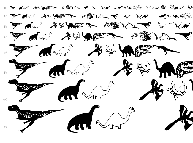 DinosoType font waterfall