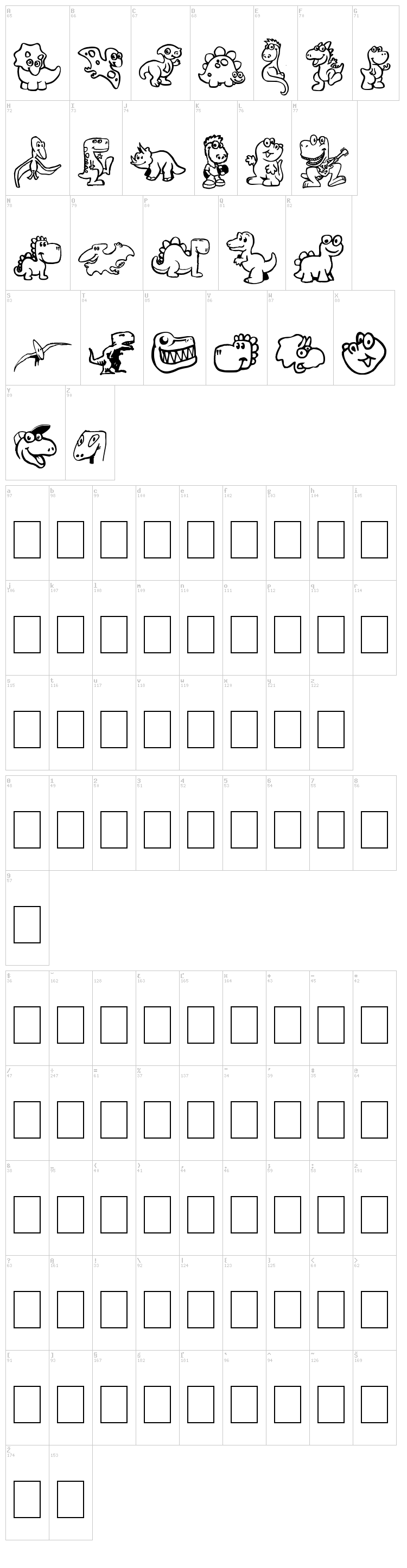 Dinoz font map