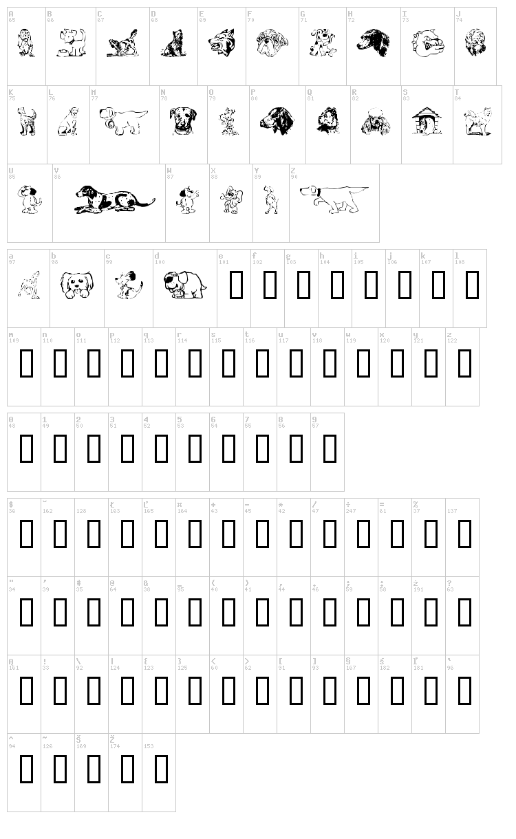 Dogg Art font map