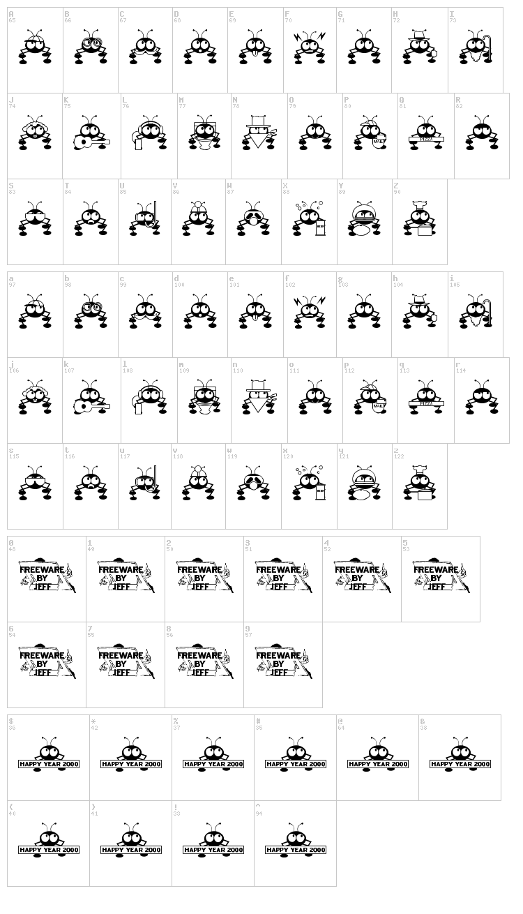 Don't Bug Me font map