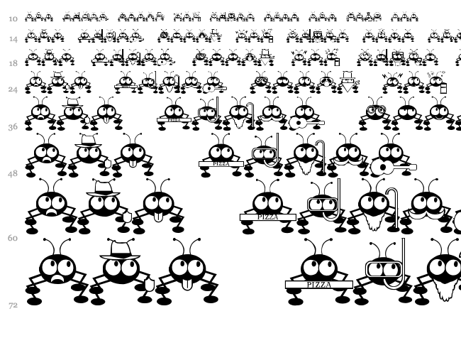 Don't Bug Me font waterfall