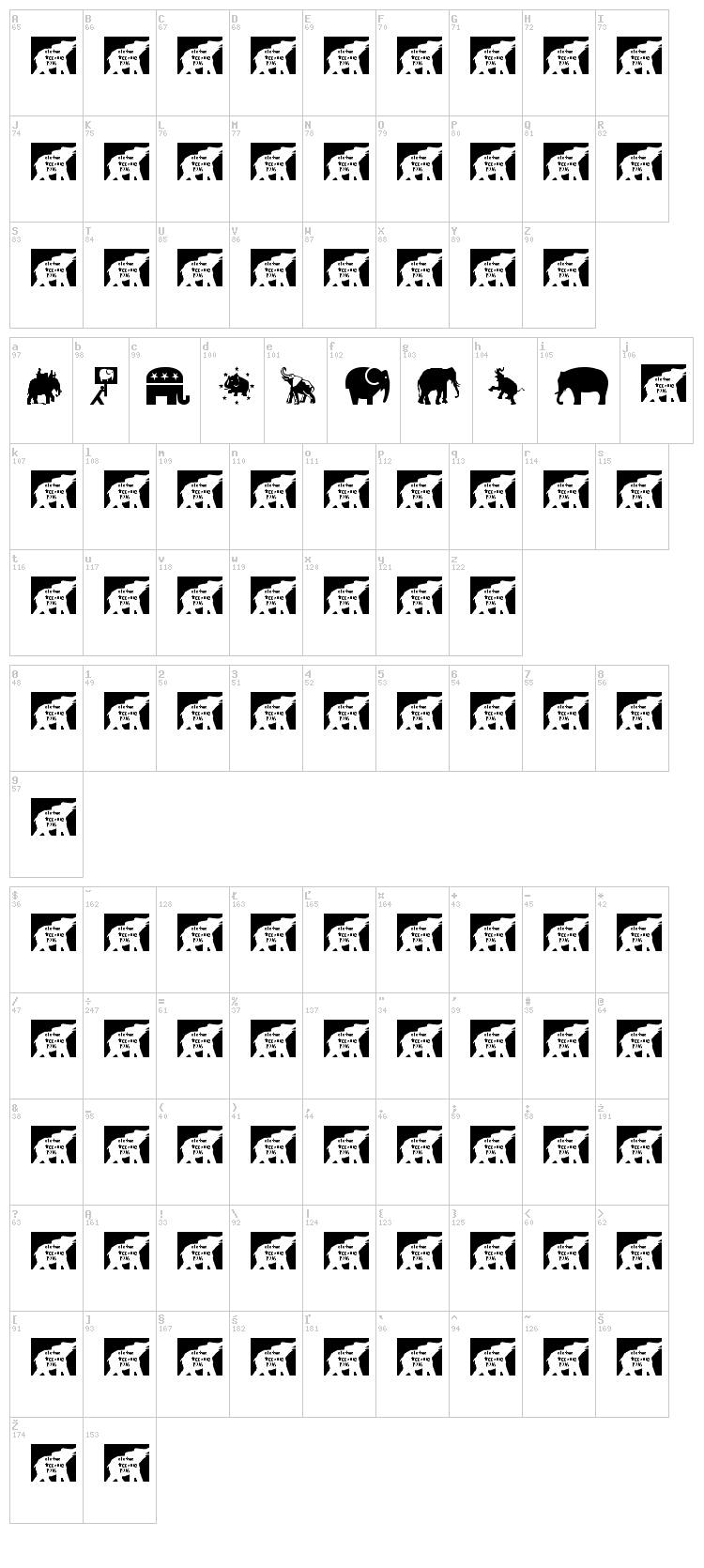 Elefont font map