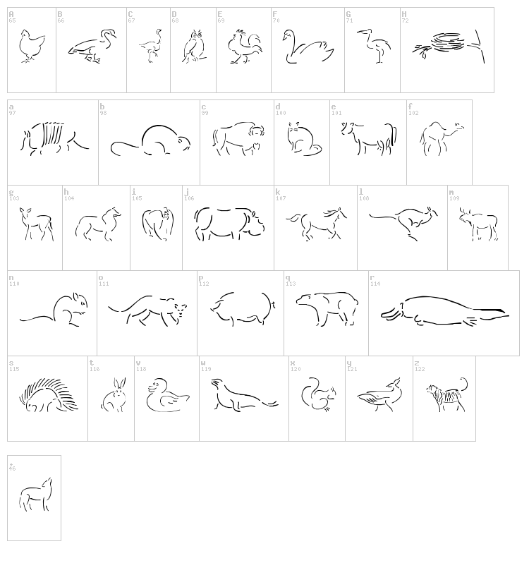 Founa BC font map