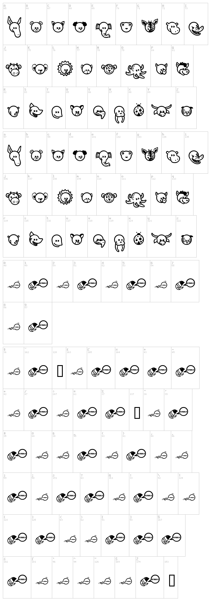 Garanimals font map