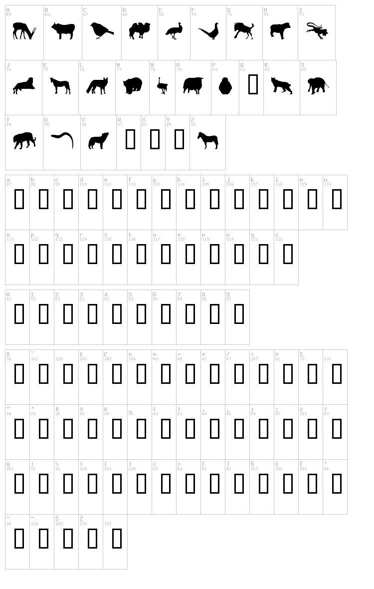 Jasna P font map