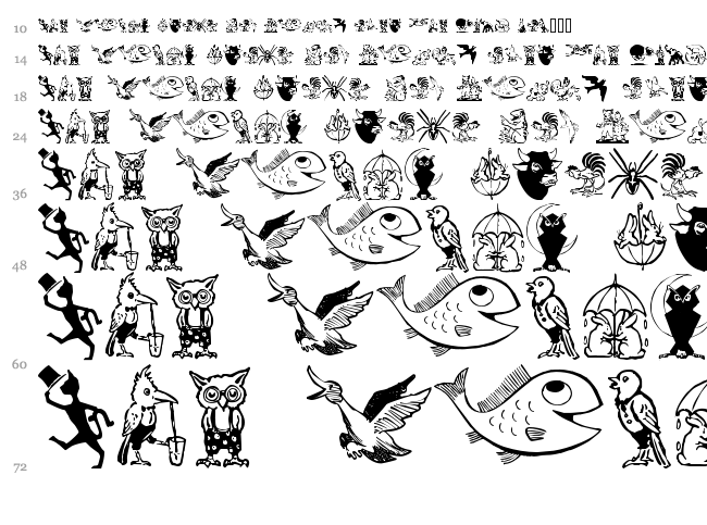Karen Helene Dingbats font waterfall