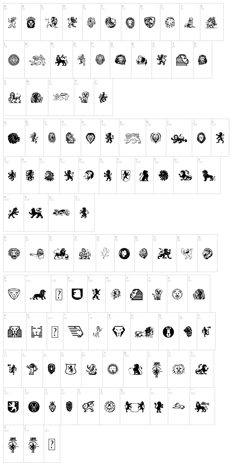 Lions font map