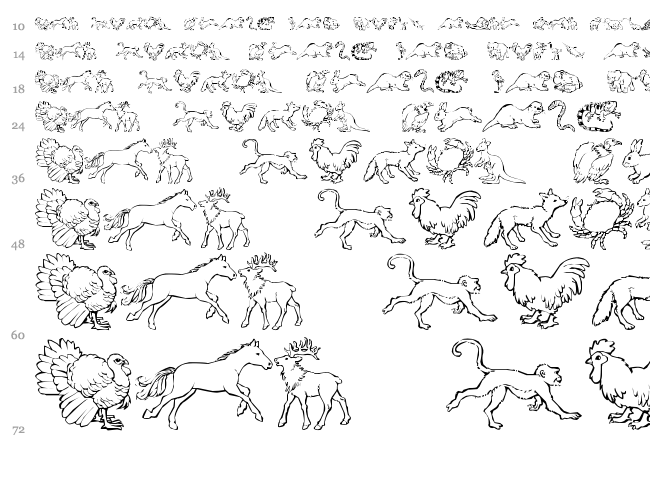 Nina's Animals font waterfall
