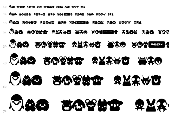 Pixelfarms Pets font waterfall