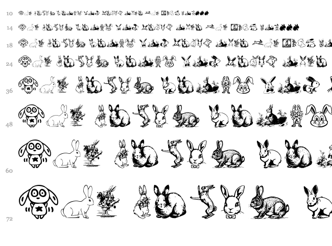 Rabbit font waterfall