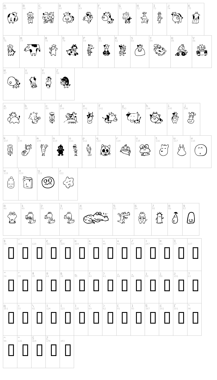 Sakabe Animal 03 font map