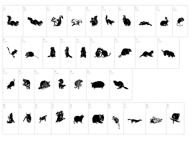 WW Furry Friends font map