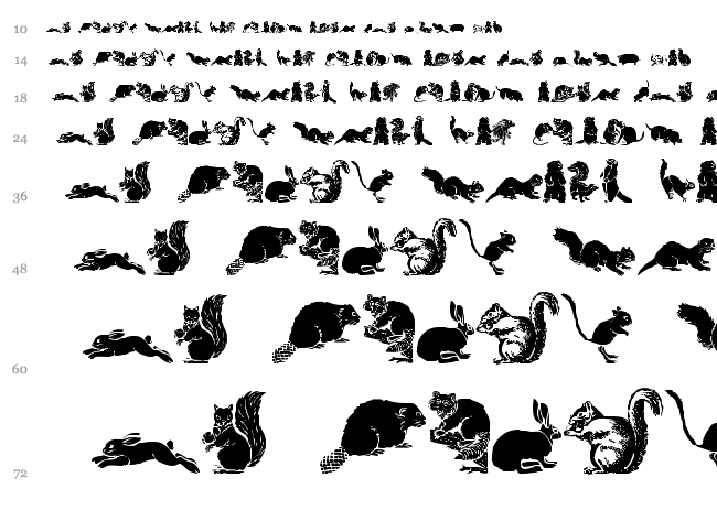 WW Furry Friends font waterfall