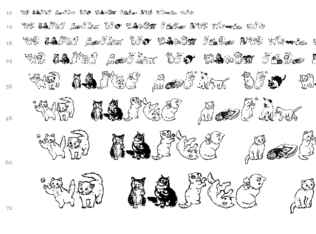 WW KuteKats font waterfall