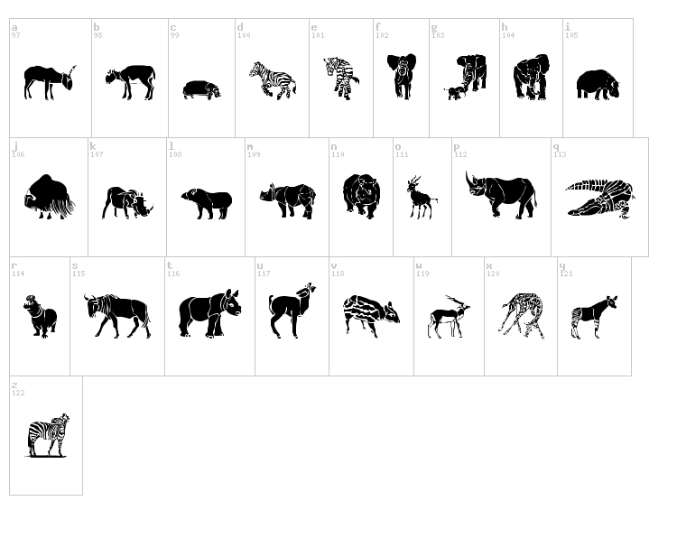 WW Safari font map
