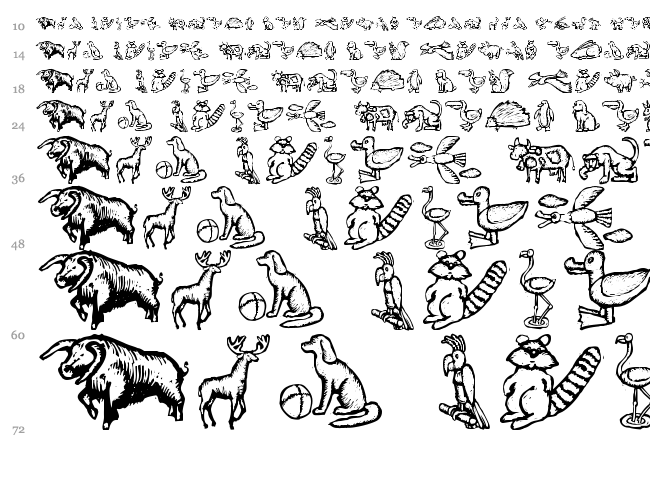 Zoo Woodcuts M font waterfall