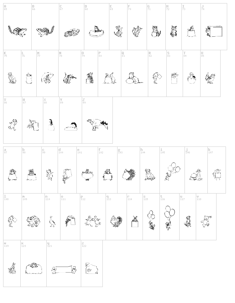 Zooland font map
