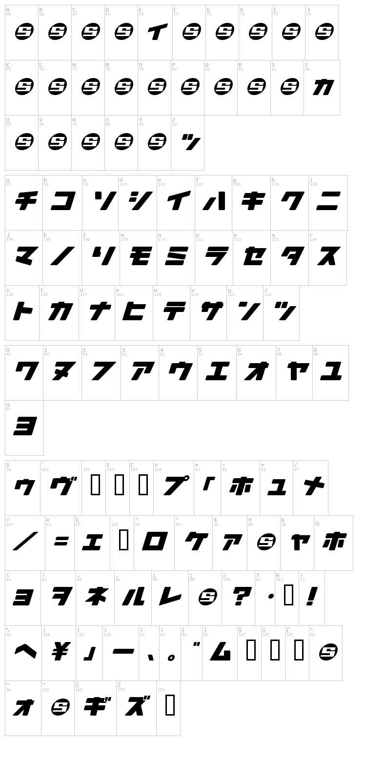 Daidoh Remix JKA font map