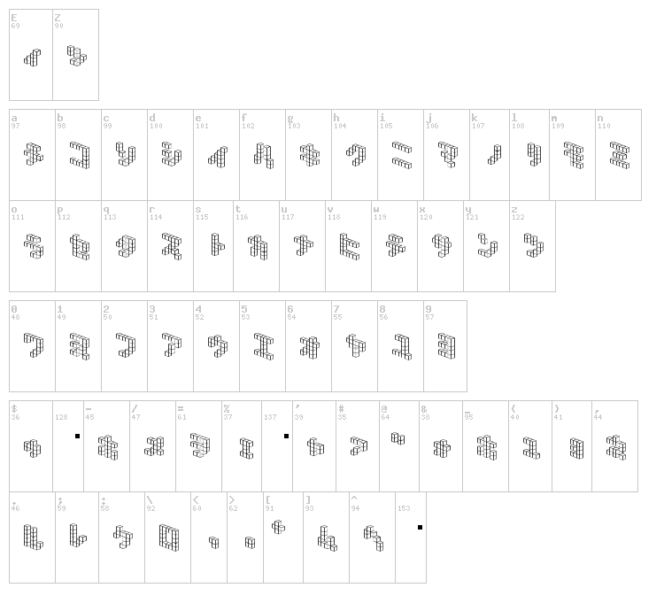 Demon Cubic Block NKP font map