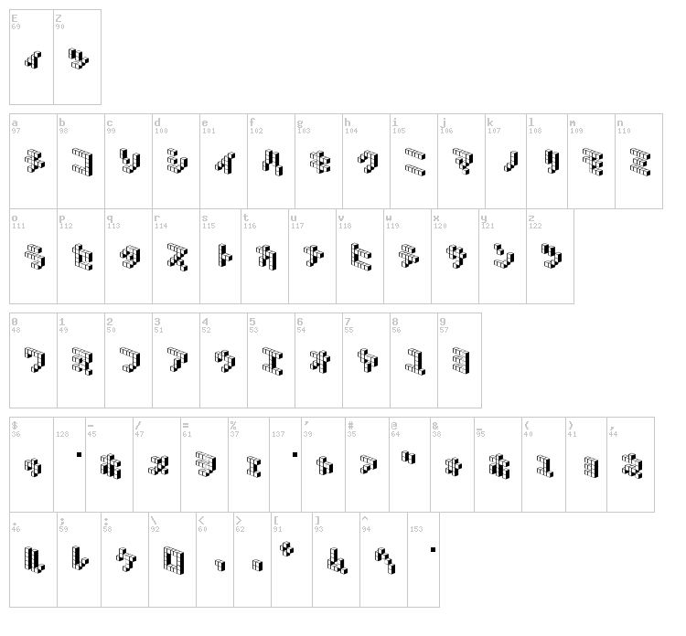 Demon Cubic Block NKP font map