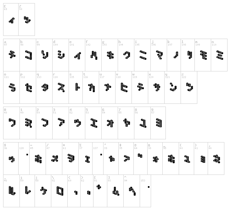 Demon Cubic Block NKP font map
