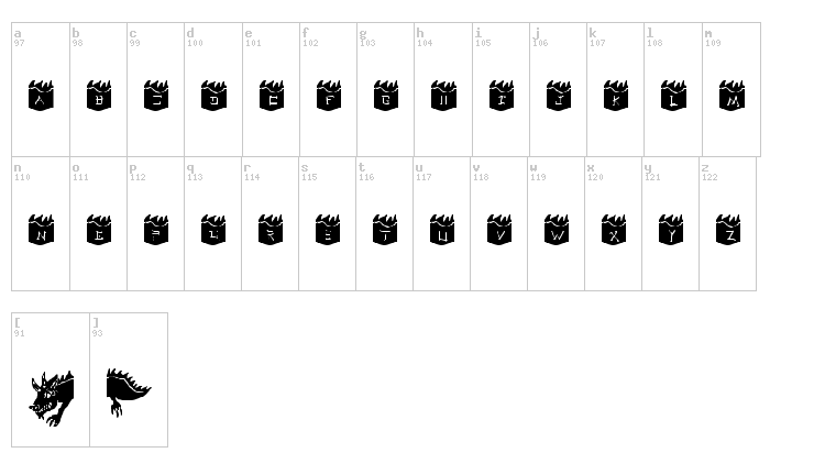 Dragoon font map