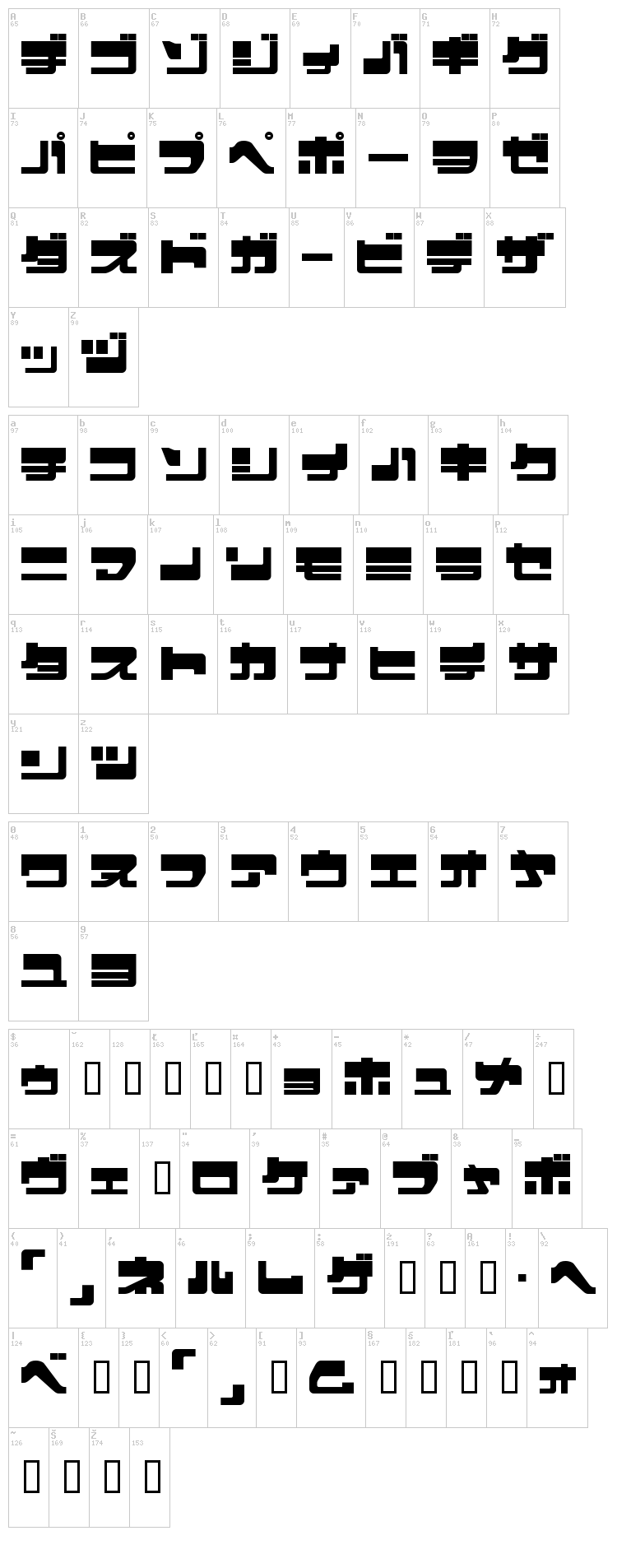 Eject Jap font map