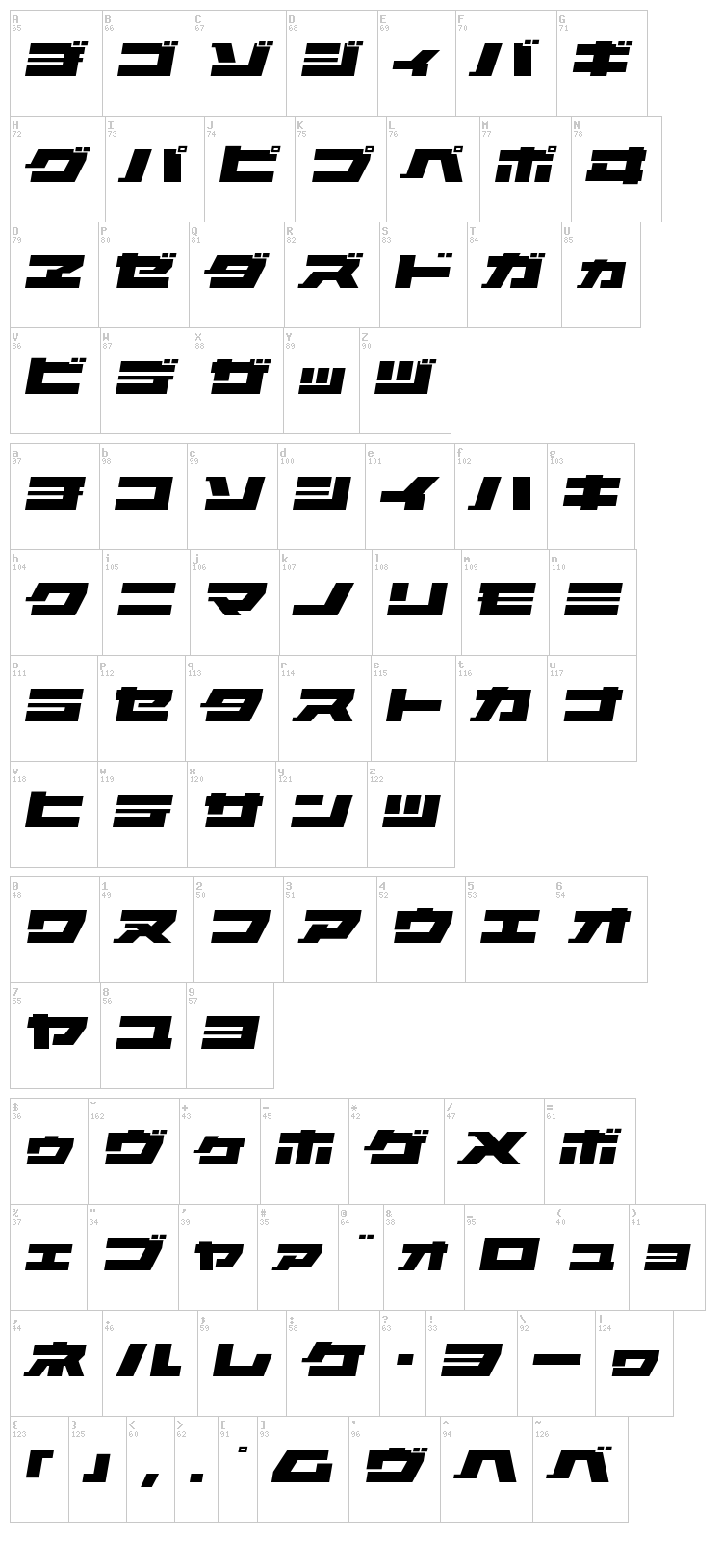 Elephant K font map