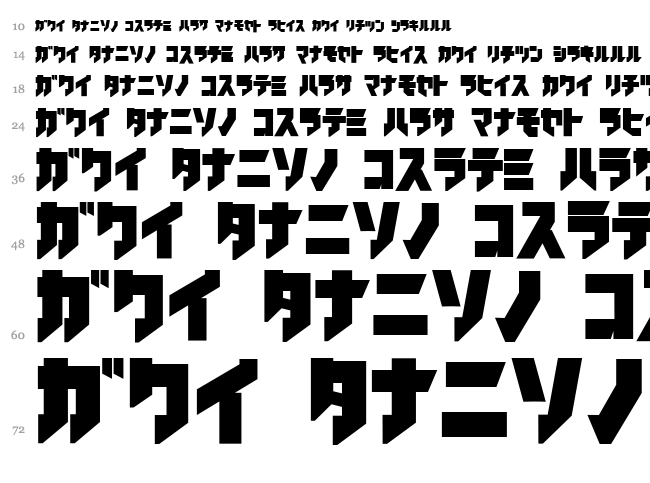 Iron Katakana font waterfall