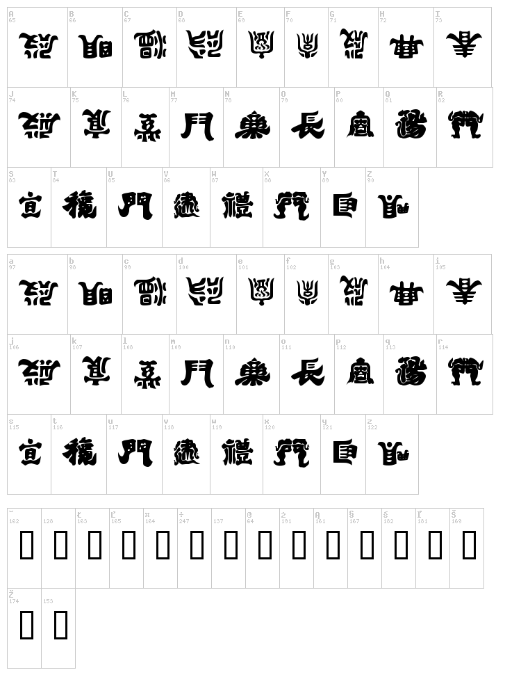 Kemuri font map