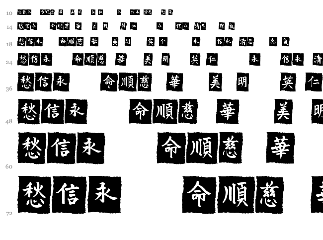 VT Mei Ornaments on Black font waterfall