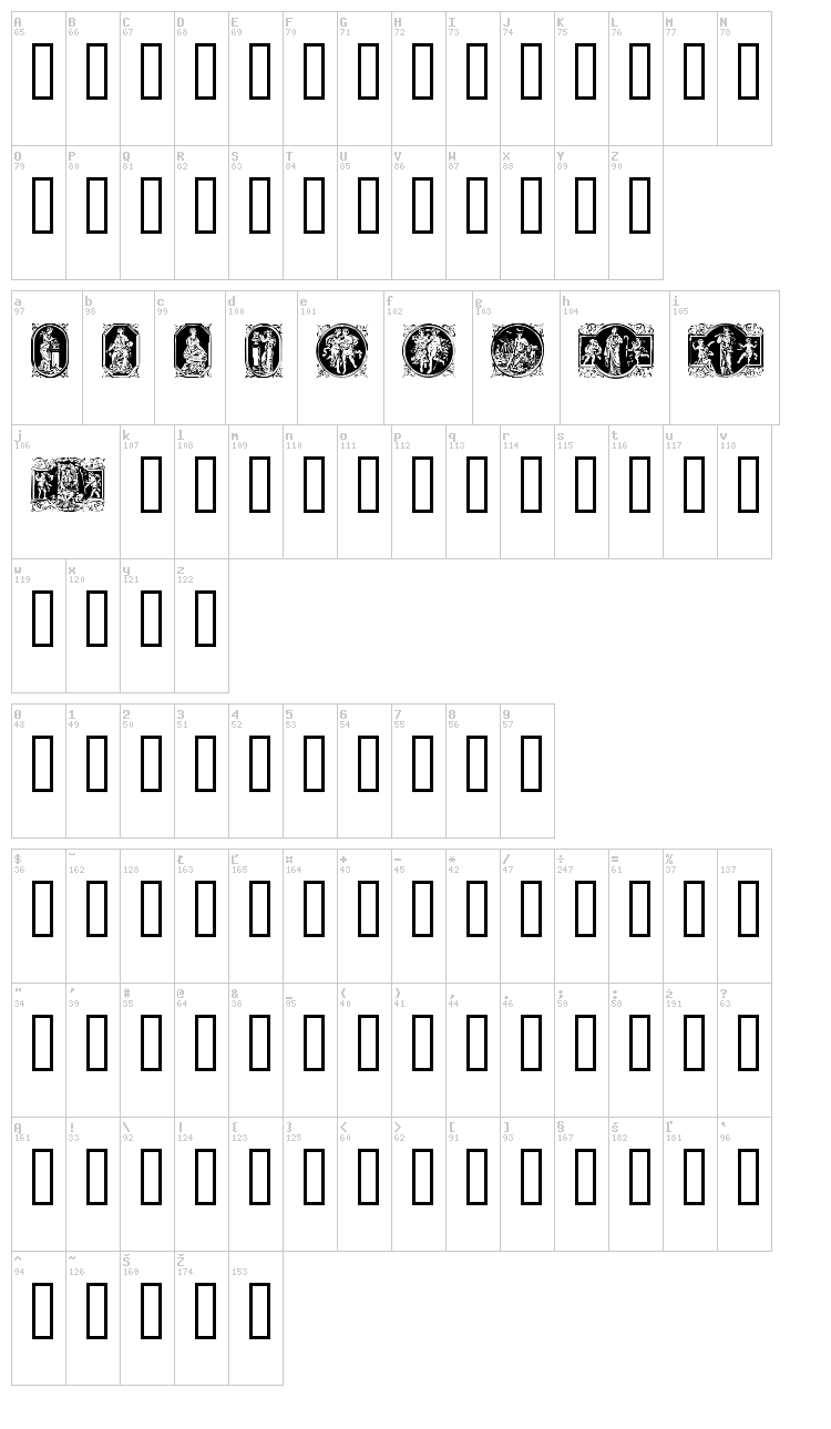 En Klassisk Maaned font map
